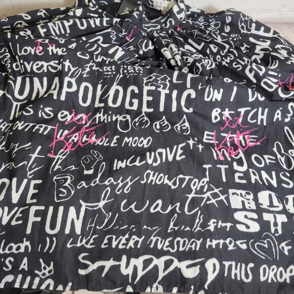 Kate Hewko Graffiti Print Skirt NEW Womens XS Black/White A-Line Pleated Lined - Picture 7 of 8